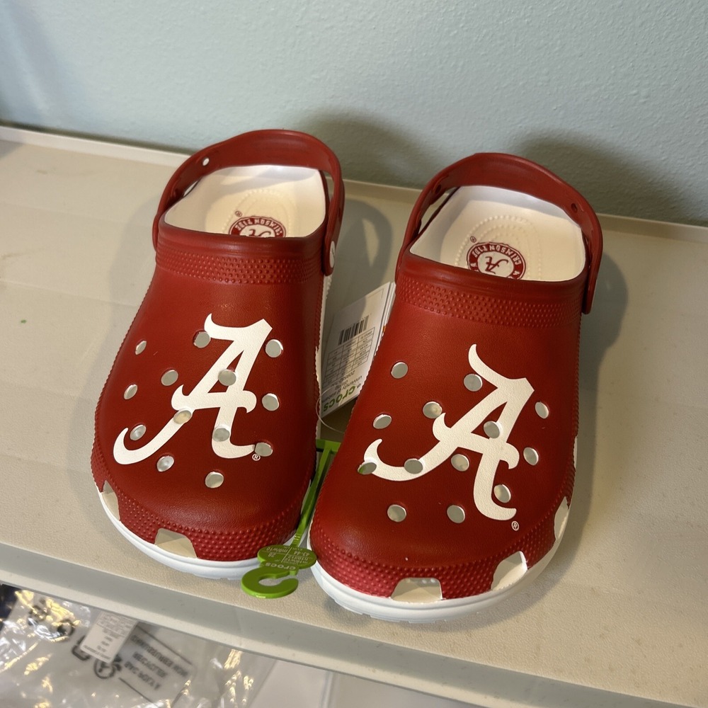 Crocs Alabama Roll Tide Classic Clogs Mens Size 10 Red White 209582-100 NEW